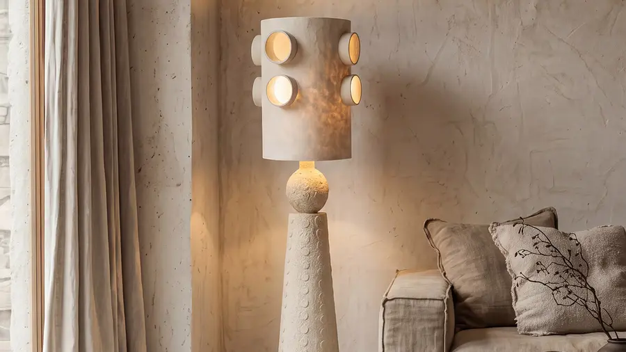 Напольная лампа Криптос из шамота с войлочным абажуром, Ceramum